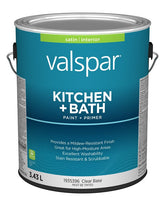 Valspar 029.1935396.007 Kitchen and Bath Interior Paint and Primer, Satin, Clear, 1 gal